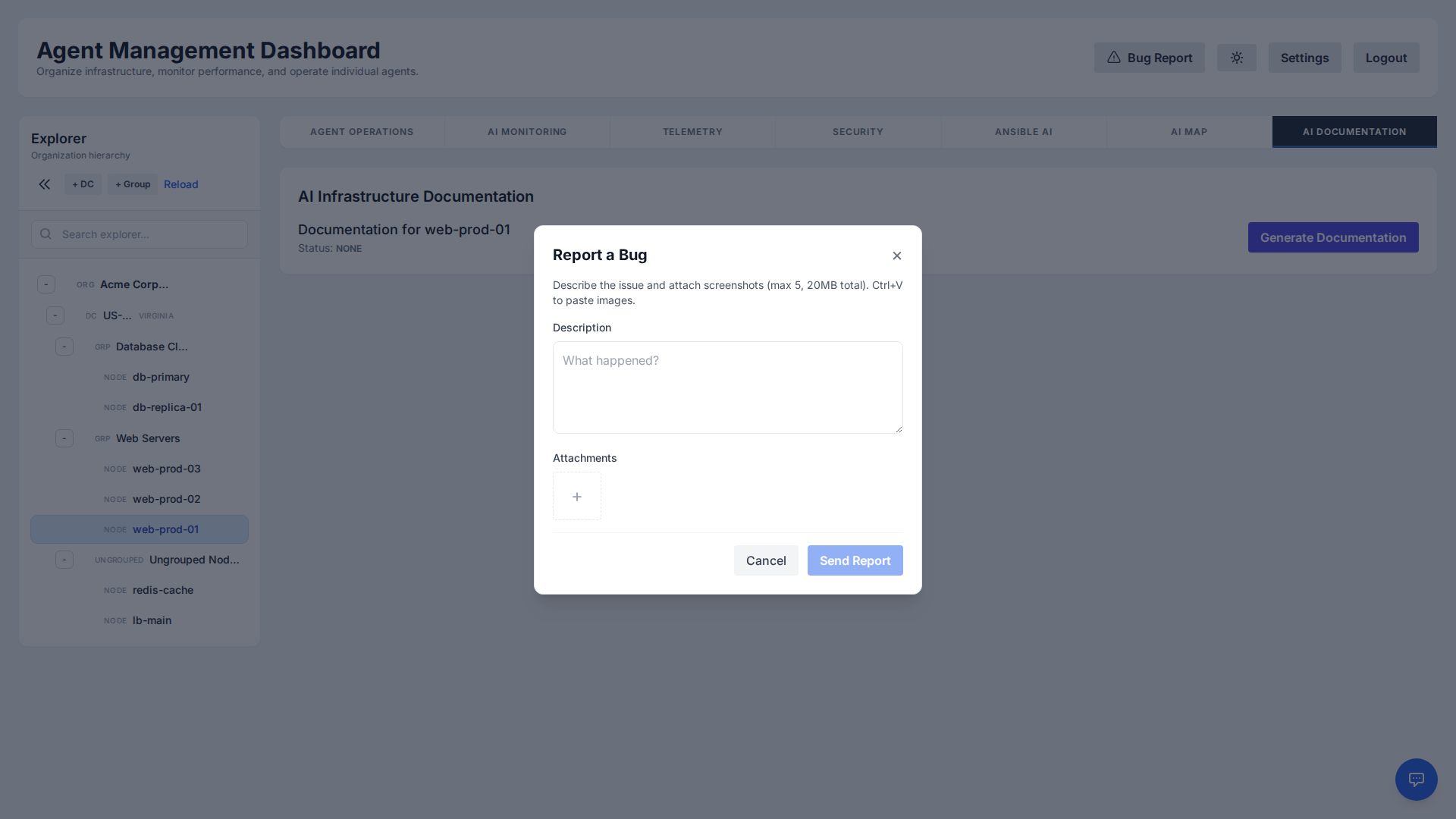 Bug Reporting Interface