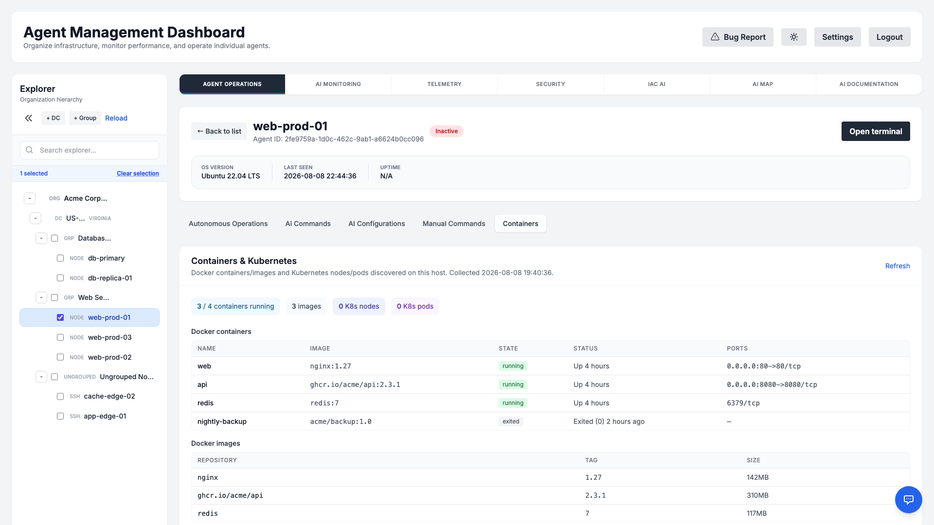 Container and Kubernetes Inventory