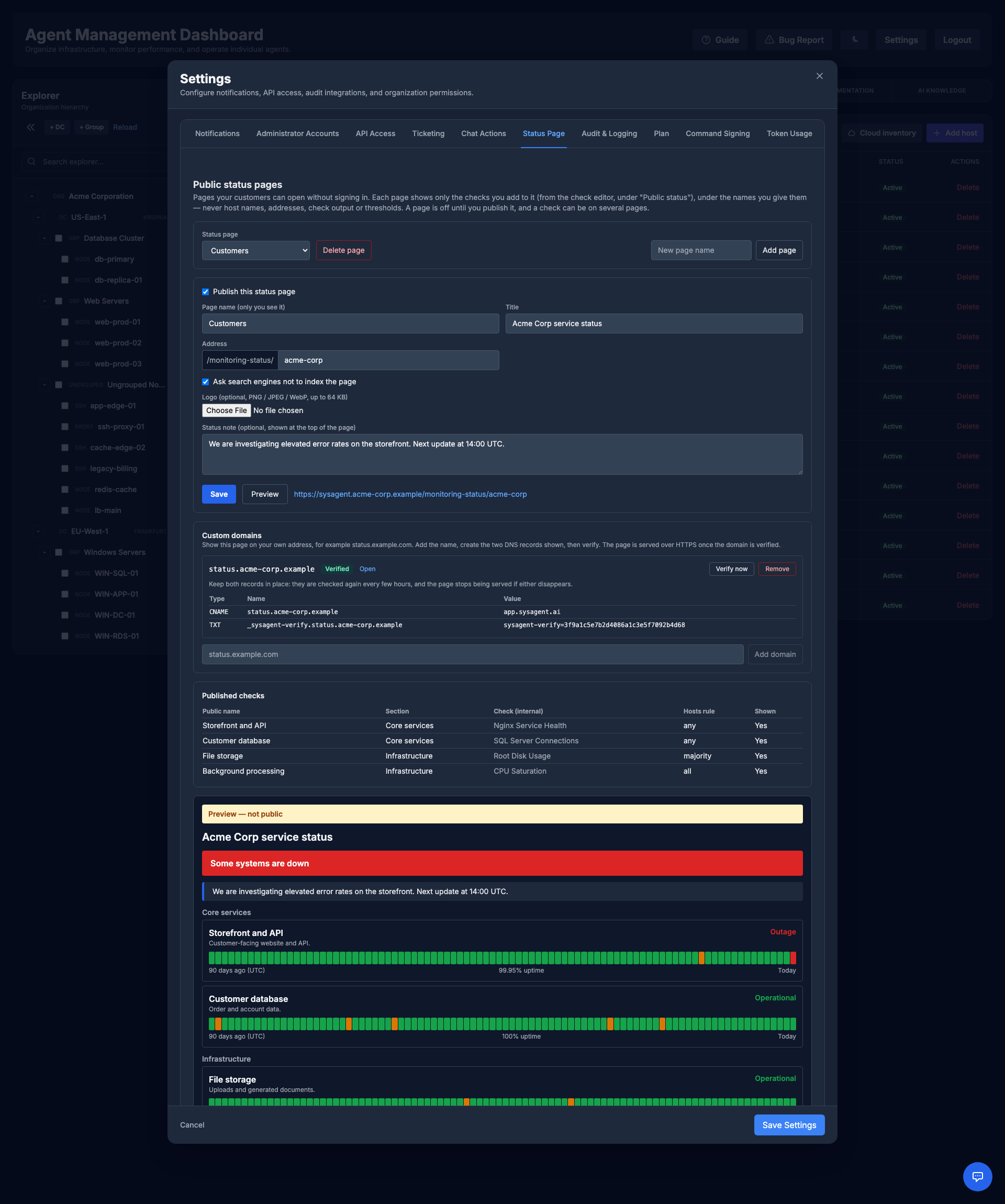 Public Status Page